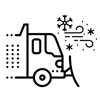 Snowplow icon with snowflakes falling
